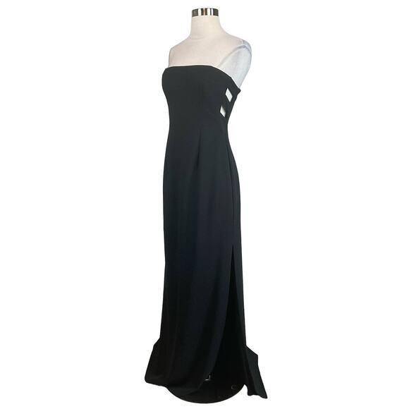 AQUA Women's Formal Dress Size 8 Black Crepe Strapless Cut Out Evening Gown - Picture 1 of 11